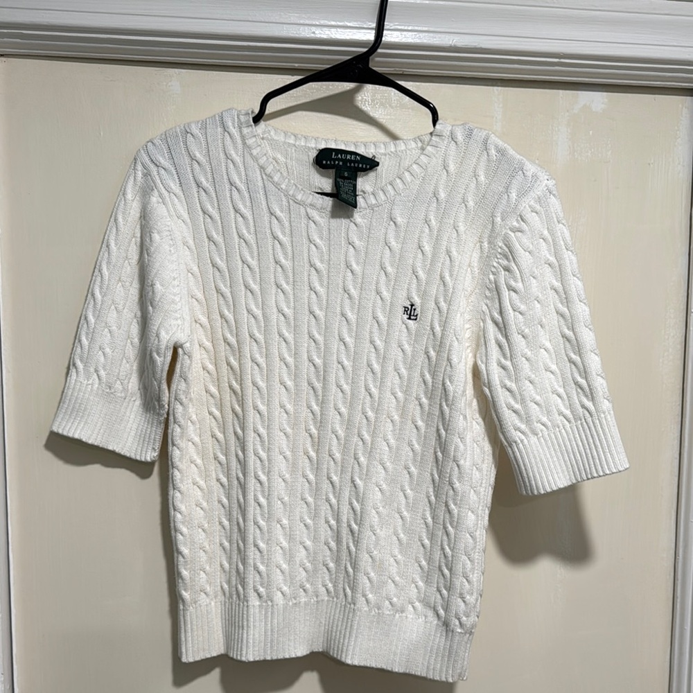 Ralph Lauren Ivory Cable Knit Top